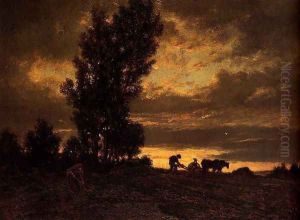 Landscape With A Ploughman by Theodore Rousseau