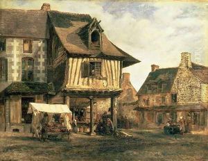 Market Place in Normandy, c.1832 by Theodore Rousseau
