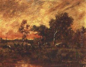 Wooded Landscape with a Faggot Gatherer by Theodore Rousseau