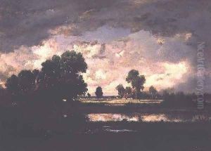The Pool with a Stormy Sky, c.1865-7 by Theodore Rousseau