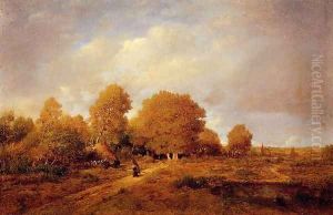 Woman Carrying Wood 1860 by Theodore Rousseau