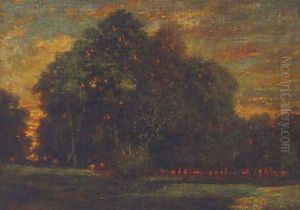 Coucher de soleil au Cuvier-Chatillon by Theodore Rousseau