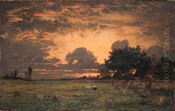 Sunset over the Plain of Barbizon - view 1