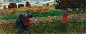 Paesaggio Con Figure - Leortolane by Plinio Nomellini