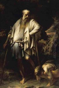 Diogenes Casting away his Cup 1650s by Salvator Rosa