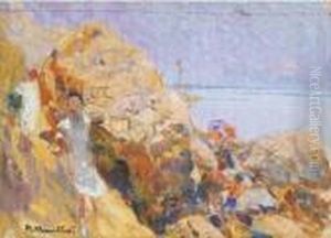Tra Le Rocce A Capri by Plinio Nomellini