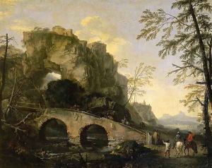 Landscape with a dilapidated bridge