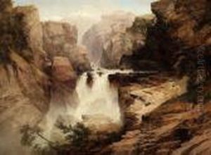 Alp Landscape With Waterfall by Adelsteen Normann