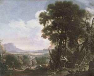 Erminia carves the name of Tancred on a tree by Salvator Rosa