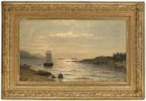 Sailing Ship In Coastal Landscape by Adelsteen Normann