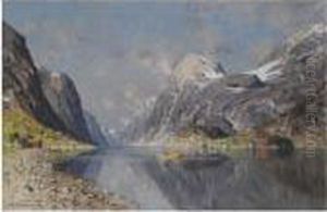 Roing Pa Fjorden (rowing On The Fjord) by Adelsteen Normann