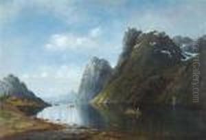 Norwegian, - Boaters Before Asunlit Fjord