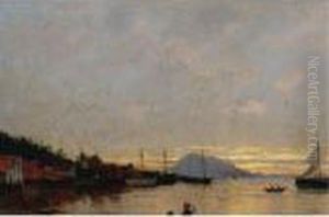 Sunset By A Rocky Shore by Adelsteen Normann