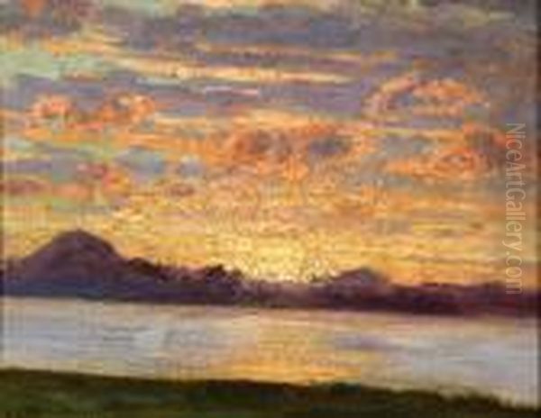 Lake With Setting Sun - view 1