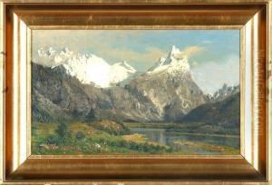 A Mountain Scenery Near Dusseldorf by Adelsteen Normann