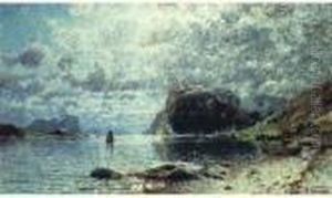 Paysage De Fjord Avec Un Village De Pecheur by Adelsteen Normann