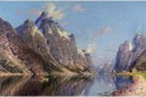 En Snodekket Fjord (a Snow-capped Fjord) by Adelsteen Normann