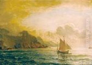 Seilskute Ved Kyst by Adelsteen Normann
