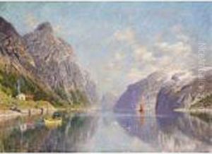 Roing Pa Fjorden (rowing On A Fjord) by Adelsteen Normann