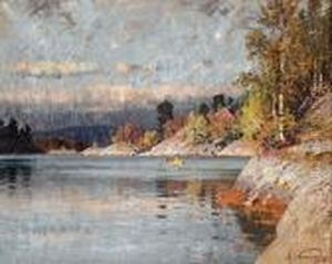 Fjordlandskap Med Robat by Adelsteen Normann