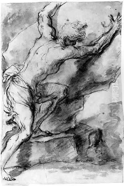 A man pushing a rock A study for the Fall of the Giants - view 1
