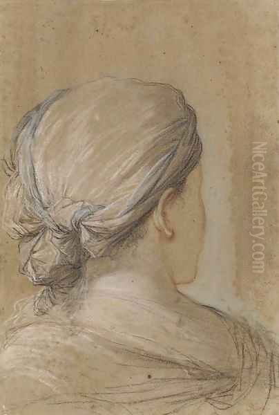 A woman, bust-length, seen from behind en profil perdu - view 1