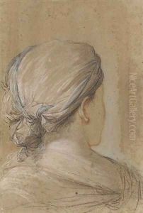 A woman, bust-length, seen from behind en profil perdu A woman, bust-length, seen from behind en profil perdu
