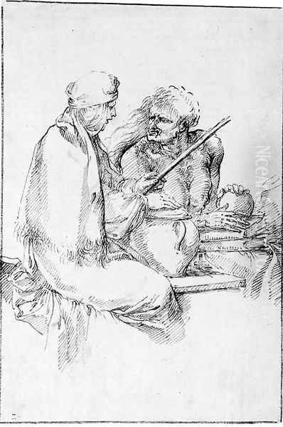 A sorcerer, seated, in conversation with a hag - view 1