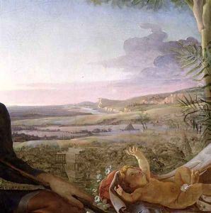 Christ child and landscape from Rest on the Flight into Egypt, 1805-06 by Philipp Otto Runge
