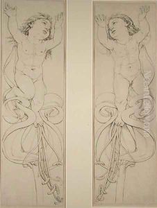 The Left and Right Genie on the Amaryllis Plant, 1809 The Left and Right Genie on the Amaryllis Plant, 1809