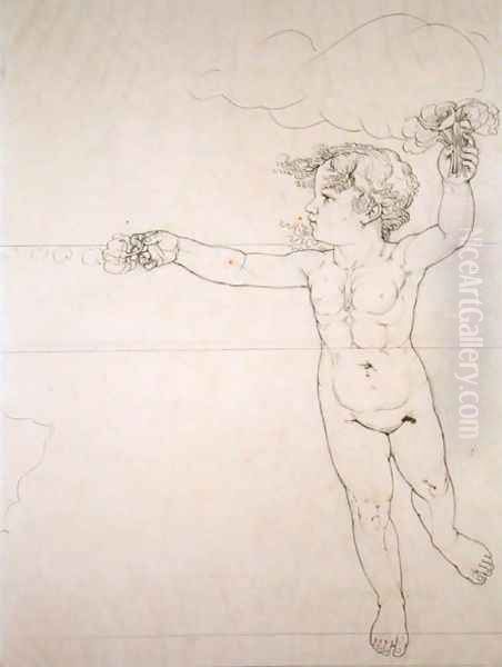 Right hand side Genie with a Rose, study for Morning, 1809 - view 1