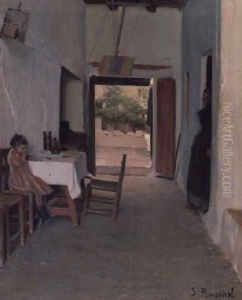 The Courtyard at Sitges 2 by Santiago Rusinol i Prats