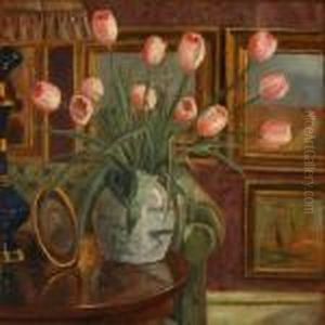 Interior With Tulips On A Table Interior With Tulips On A Table