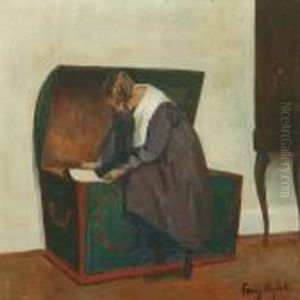 Interior With A Woman By Achest by Poul Friis Nybo