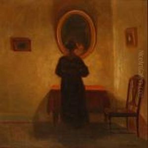 Interior With A Lady In Front Of A Mirror Interior With A Lady In Front Of A Mirror