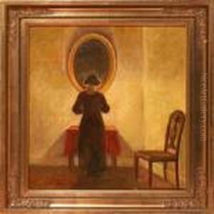 Interior With A Womanin Front Of A Mirrow Interior With A Womanin Front Of A Mirrow