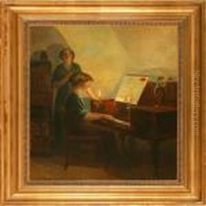 Interior With Two Women At A Piano