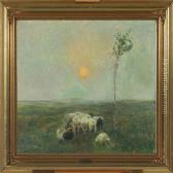 Impressionistic Scenery With A Herd Of Sheep - view 1