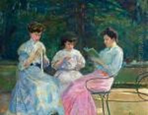 Women In The Garden. Signed Friis Nybo 09 by Poul Friis Nybo