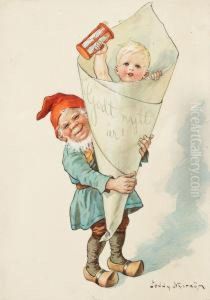 Tomte Haller Stor Strut Med En Gosse I by Jenny Nystrom