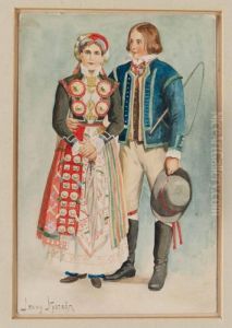 Ungt Par I Folkdrakter by Jenny Nystrom