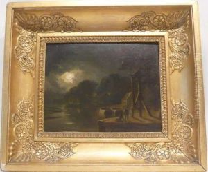 Personnages Au Debarcadere Au Clair De Lune by James Arthur O'Connor