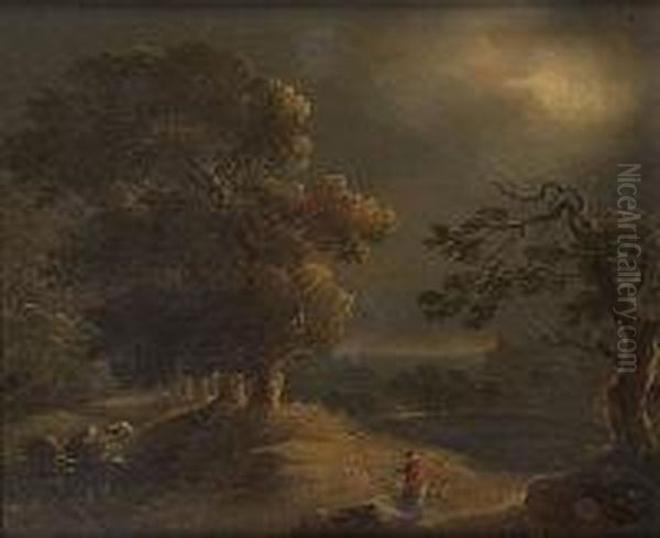 Stormy Landscape With Figure On A Path - view 1
