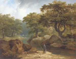 A Dargle Landscape With A Fisherman A Dargle Landscape With A Fisherman