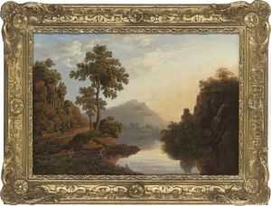 A Wooded Mountainous River Landscape With Cattle Watering by James Arthur O'Connor