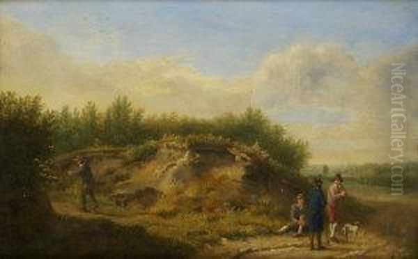 Landscape With Four Men And A Dog - view 1