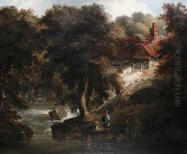 Fisherman Beside A Watermill - view 1
