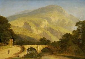 Mountainous Landscape With Bridge Over A River And Figures by James Arthur O'Connor