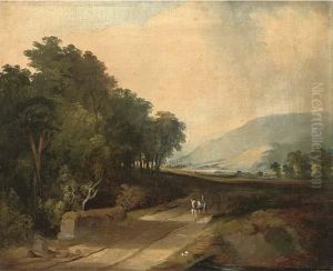 A Horse And Cart On A Track In An Extensive River Valley by James Arthur O'Connor