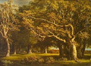 Wooded Landscape With Figure Looking Over A Wall by James Arthur O'Connor